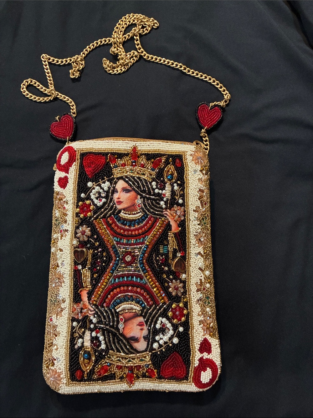 Mary Frances NWT Embellished Queen of Hearts Beaded Crossbody - Handmade